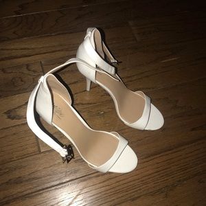 White strapped heels